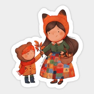 Autumn Patchwork girl Sticker